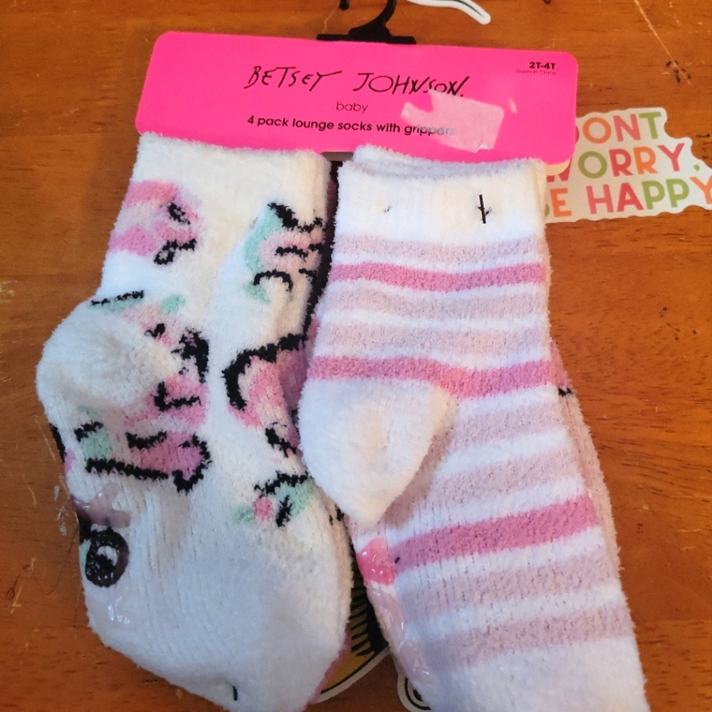 Betsey Johnson Baby Pack of cozy socks with grippers 2T4T